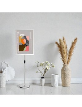 A4 Silver Rounded Corners Stainless Steel Sign/Display Stand