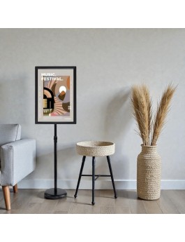 A4 Black Rounded Corners Stainless Steel Sign/Display Stand