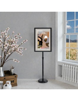 A4 Black Rounded Corners Stainless Steel Sign/Display Stand