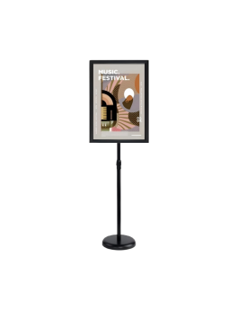 A4 Black Rounded Corners Stainless Steel Sign/Display Stand